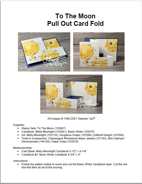  To The Moon Pull Out Card Fold free project sheet