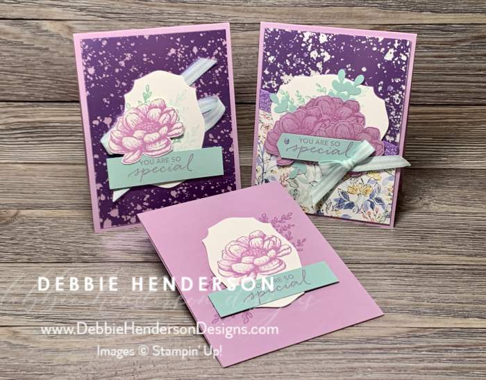 stepped up cards stampin up hand penned tasteful touches hydrangea hill