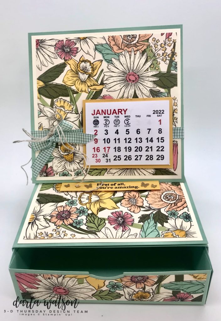3D Thurday calendar easel card with drawer stampin up
