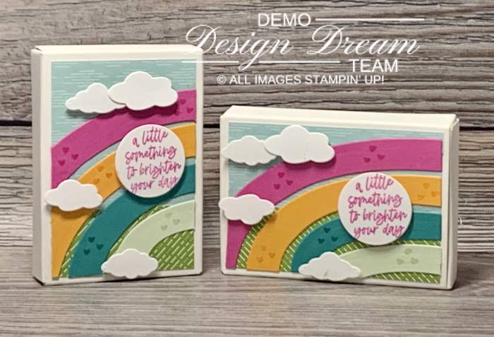 stampin up rainbow of happiness sampler sweet little boxes 3D sunshine & rainbow