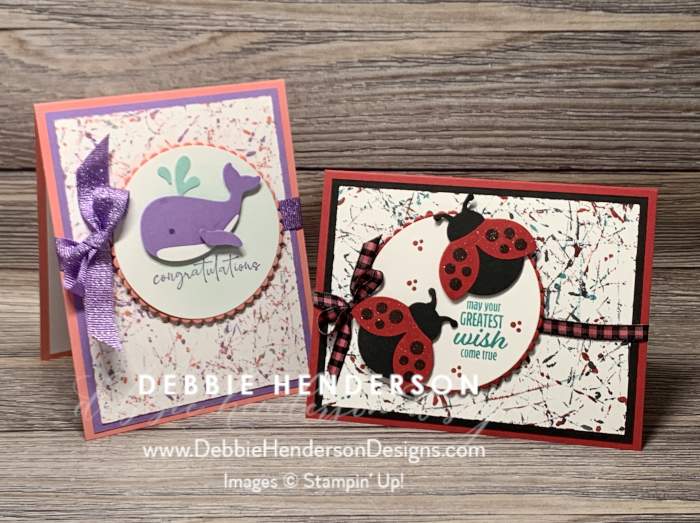 stampin up hello ladybug whale punch rolling marbles technique