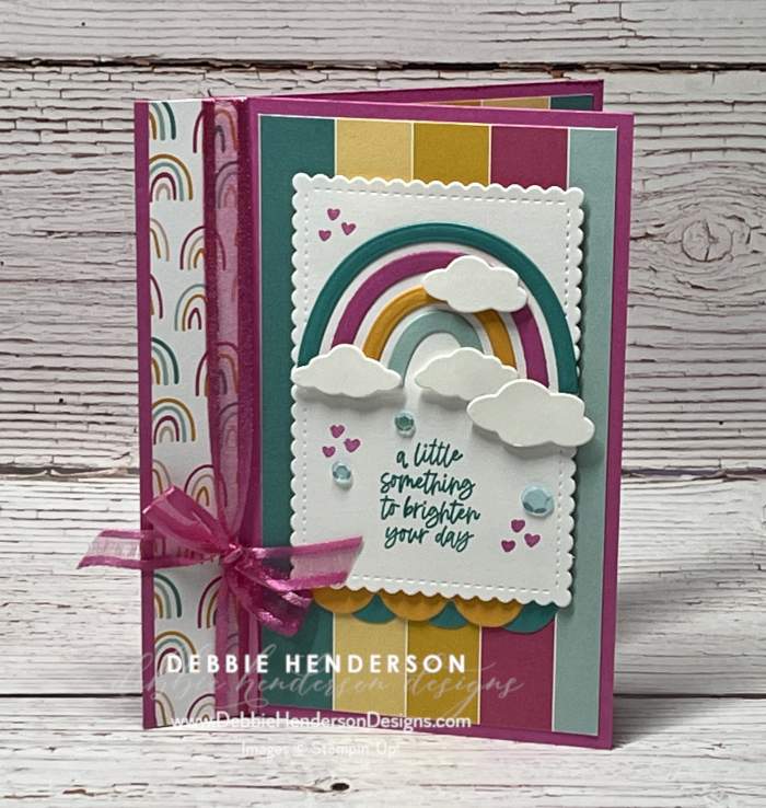 stampin up rainbow of happiness book binding card mystery stamping