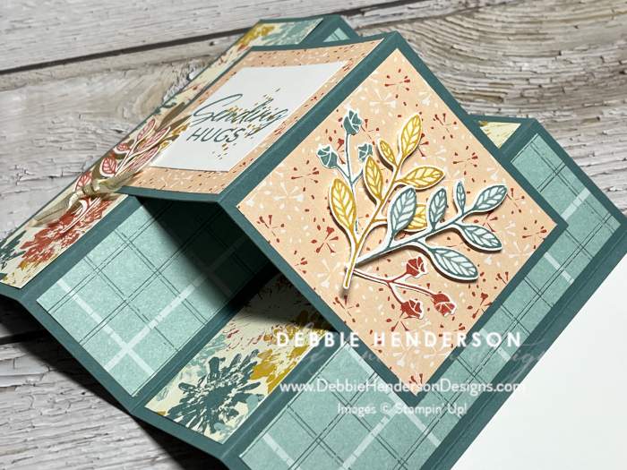 stampin up inked botanicals layering leaves bough punch accordion card fold