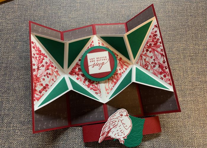 stampin up stamp and ink designs team featured designers christmas card fold perched on a tree